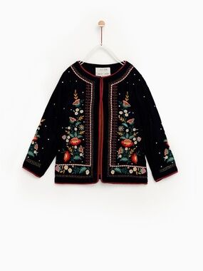ZARA - VELVET JACKET WITH EMBROIDERY - GIRLS 13-14 Years